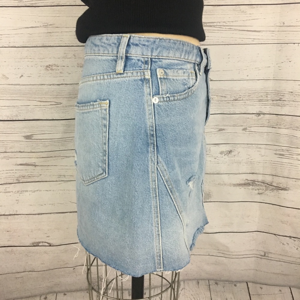 Free People denim front button a line jean skirt - Picture 4 of 8